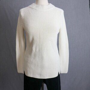 Talbots Rib Knit Sweater Womens M Pullover Crewneck Cotton Long Line Apris Ski